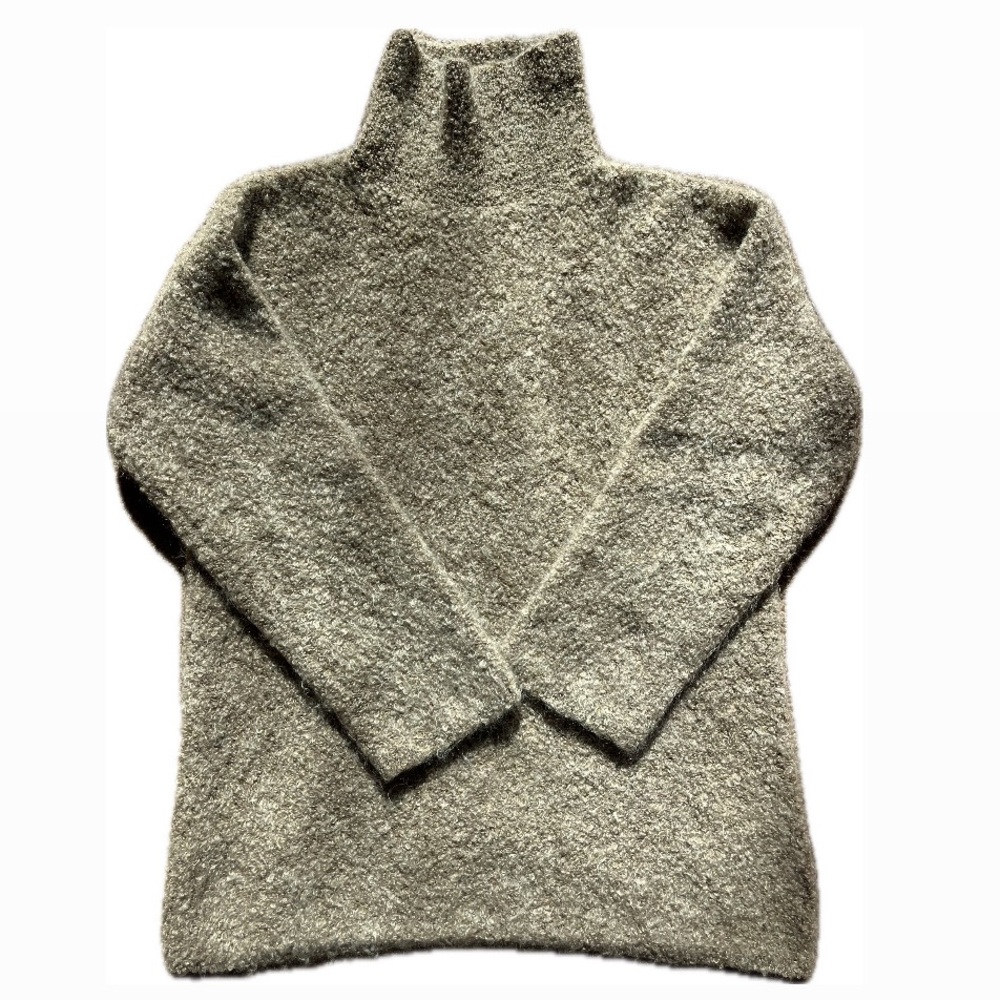 J Crew Wool Mohair Blend Turtleneck Sweater Tan Brown Medium